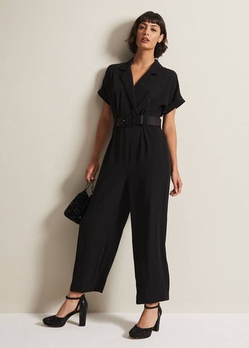 Phase Eight Constance Wide Leg Jumpsuit Black Australia | ET8247156